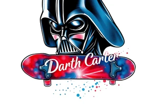 Darth Vader skateboarding >
blue & red
skateboard say "Darth Carter"
12/29/88-01/06/24 tattoo idea