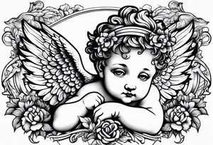 Cherub no flowers tattoo idea
