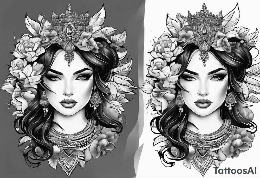 um casal de leões e seus dois filhotes dentro de um retângulo tattoo idea