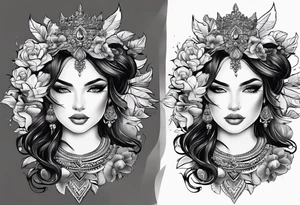 um casal de leões e seus dois filhotes dentro de um retângulo tattoo idea