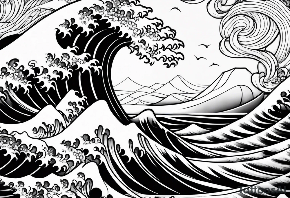 Waves background tattoo idea