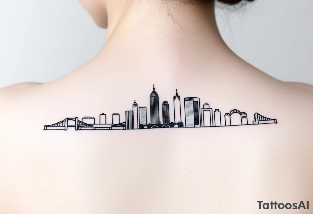 small thin lines pittsburgh skyline for forearm tattoo idea