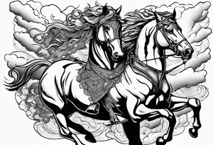 rome, fight, freedom, gods, mytology, fire, hourses, clouds, tattoo idea
