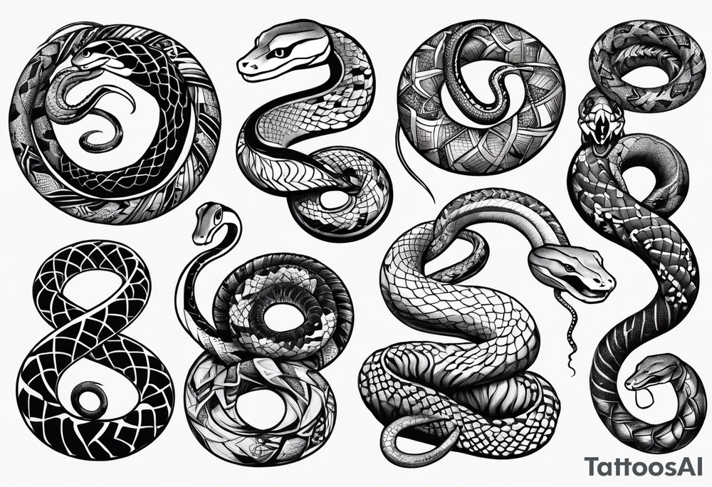 Variety of snakes flash sheet tattoos no shading tattoo idea