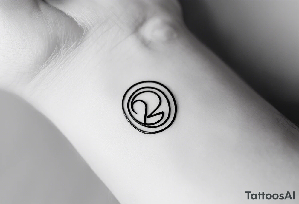 Minimalist tattoo with ultra-thin lines, where the number 22 is the main element, representing luck and eternal love with my girlfriend. The design should be subtle and elegant, with an abstract or geometric detail symbolizing our bond and special connection. Ideally in black and white, with a modern and timeless style, perfect for the forearm, chest, or behind the ear tattoo idea