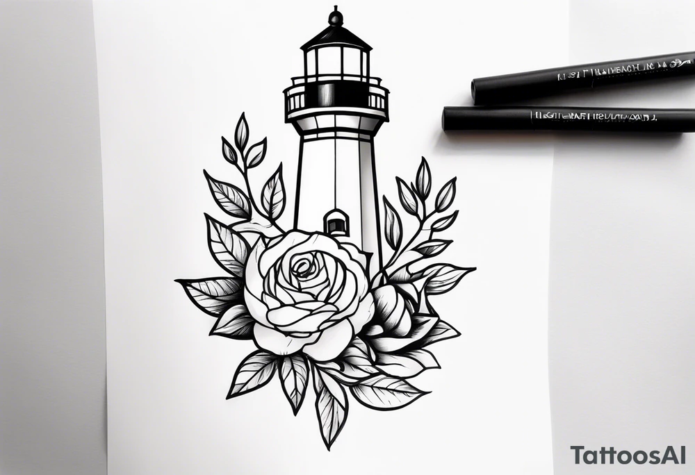 Zwei Rosen mit Leuchtturm tattoo idea