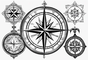 Christian protection symbols over compass tattoo idea