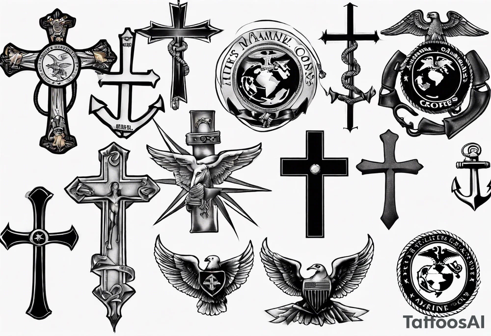 Cross, family, Marine Corps tattoo idea