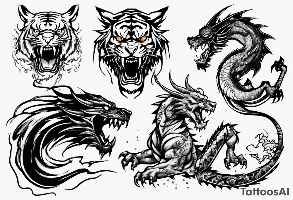 a war between tiger and dragon tattoo idea