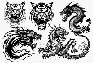 a war between tiger and dragon tattoo idea