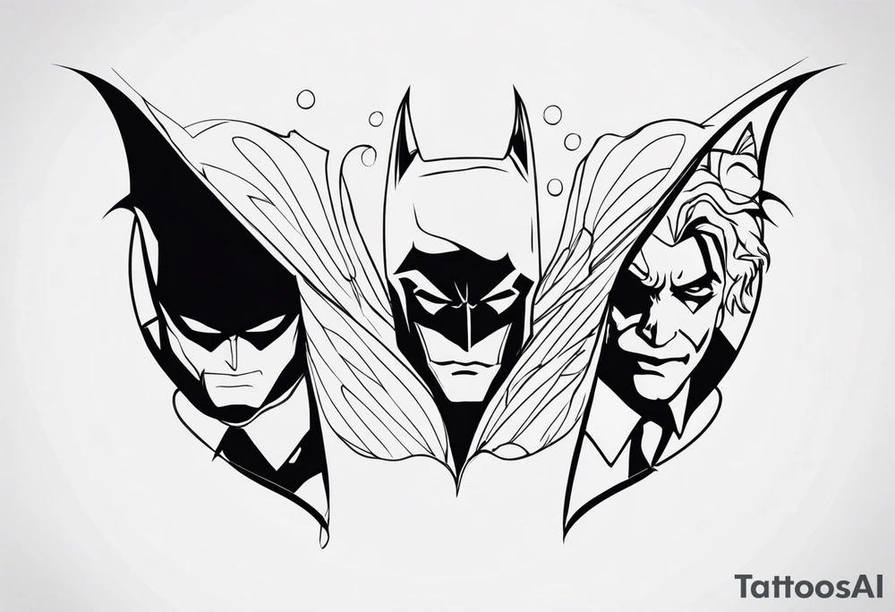 Batman and Joker tattoo with butterflies tattoo idea
