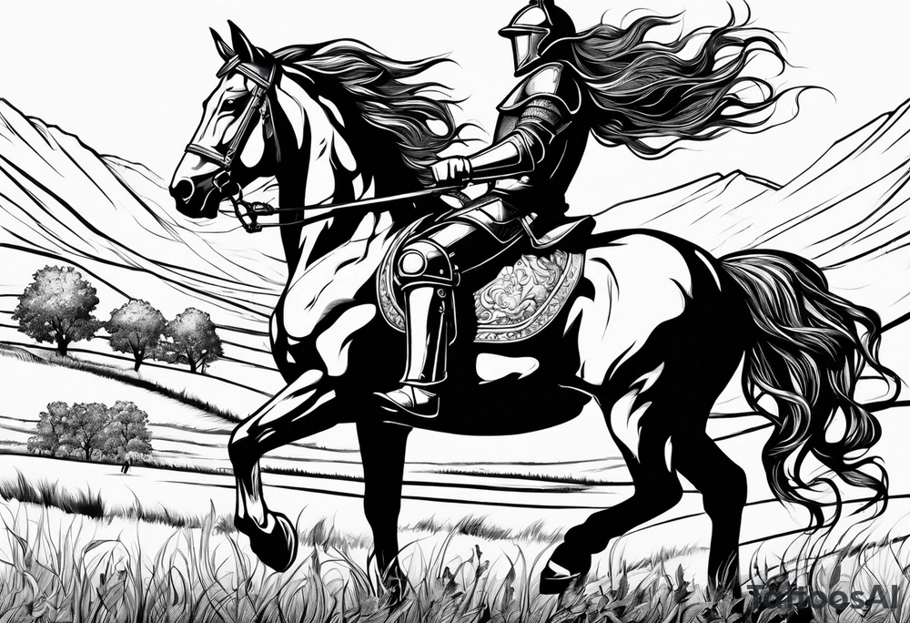 a knight living on a farm with horses tattoo idea
