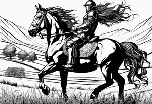 a knight living on a farm with horses tattoo idea