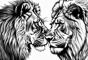 lion and lioness looking at each other bonding tattoo idea