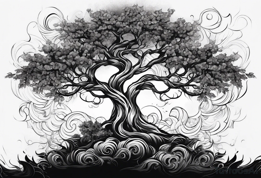 fire tree tattoo idea