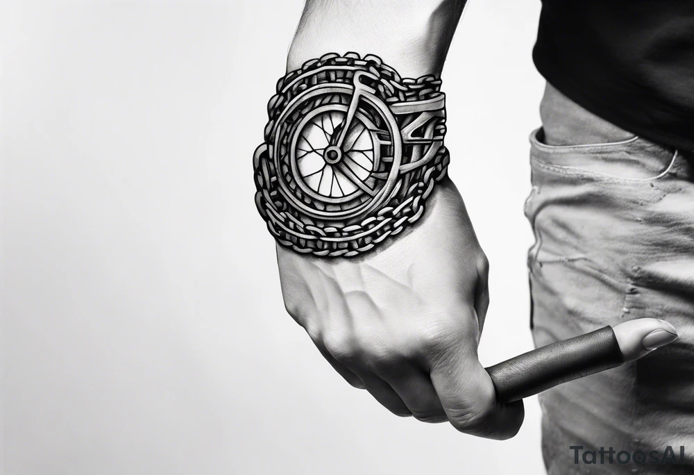bicycle chain wrist tattoo idea