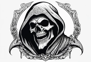 Scary reaper smiling tattoo idea