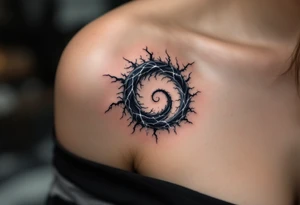 A stormy spiral in navy and slate gray with lightning-like cracks of white. tattoo idea