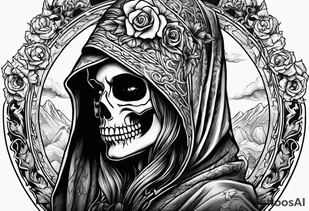 lady skeleton grim reaper satan tattoo idea