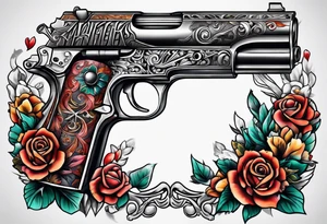 The letters AR with pistols on each side tattoo idea