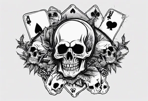7 and 2 poker card, most outward facing card have a grave in the middle with a skull on it tattoo idea