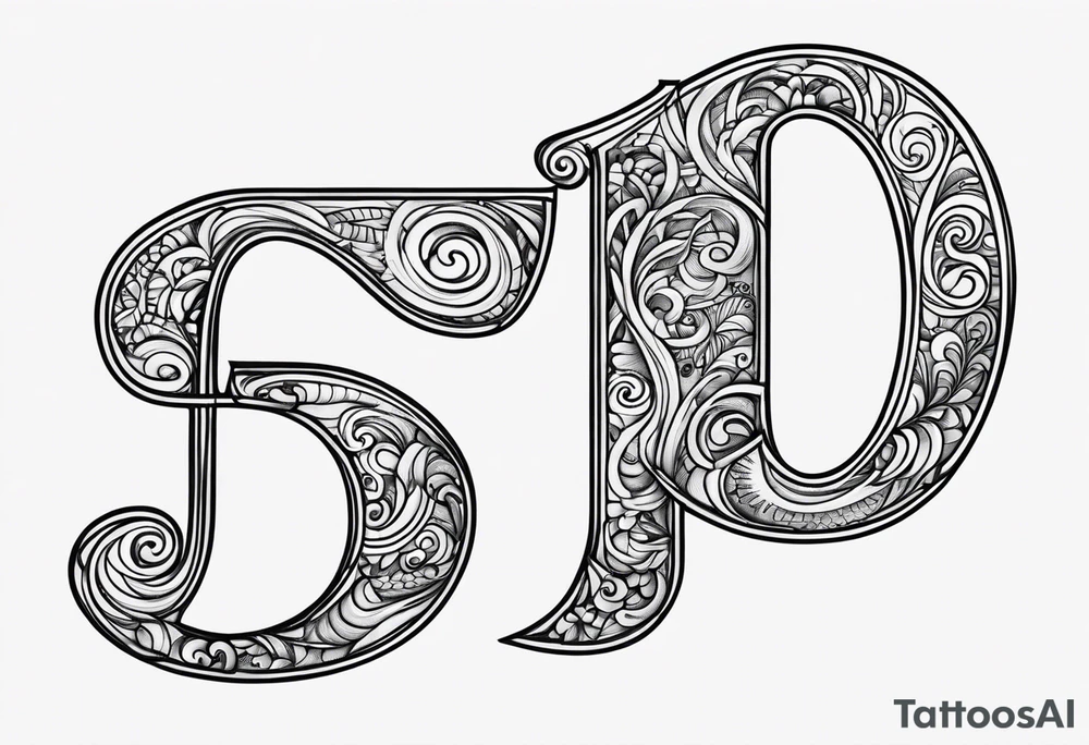 PI tattoo script with swirls tattoo idea