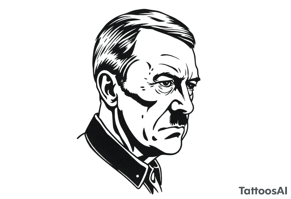 adolf hitler, make it look like a human drew it. tattoo idea