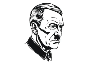 adolf hitler, make it look like a human drew it. tattoo idea