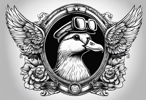 A silly goose dressed as an aviator tattoo idea