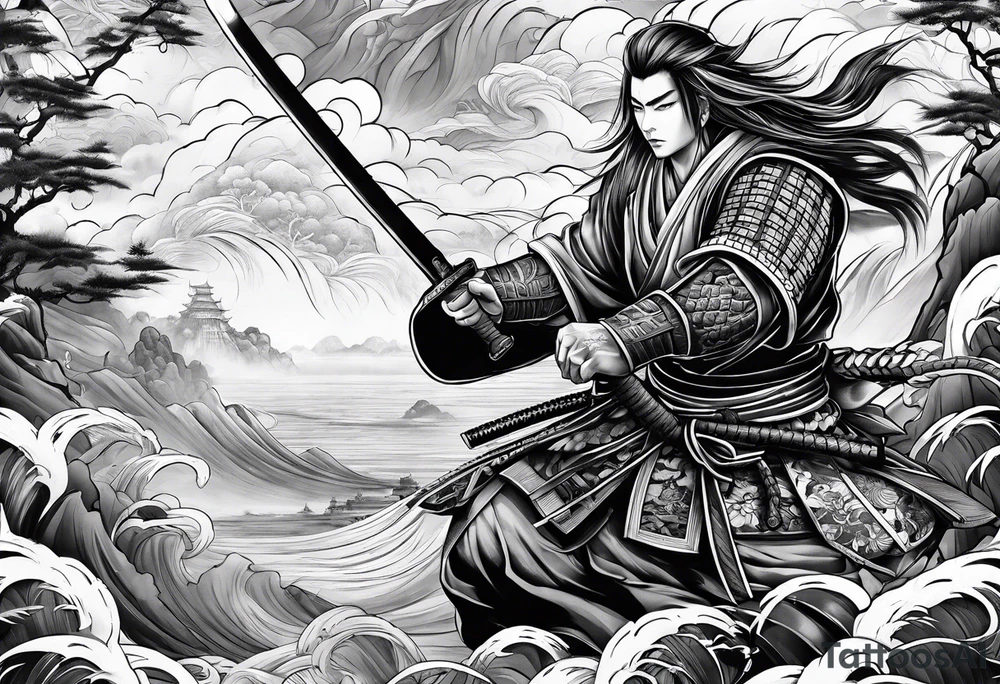 Filler for a samurai sleeve tattoo idea
