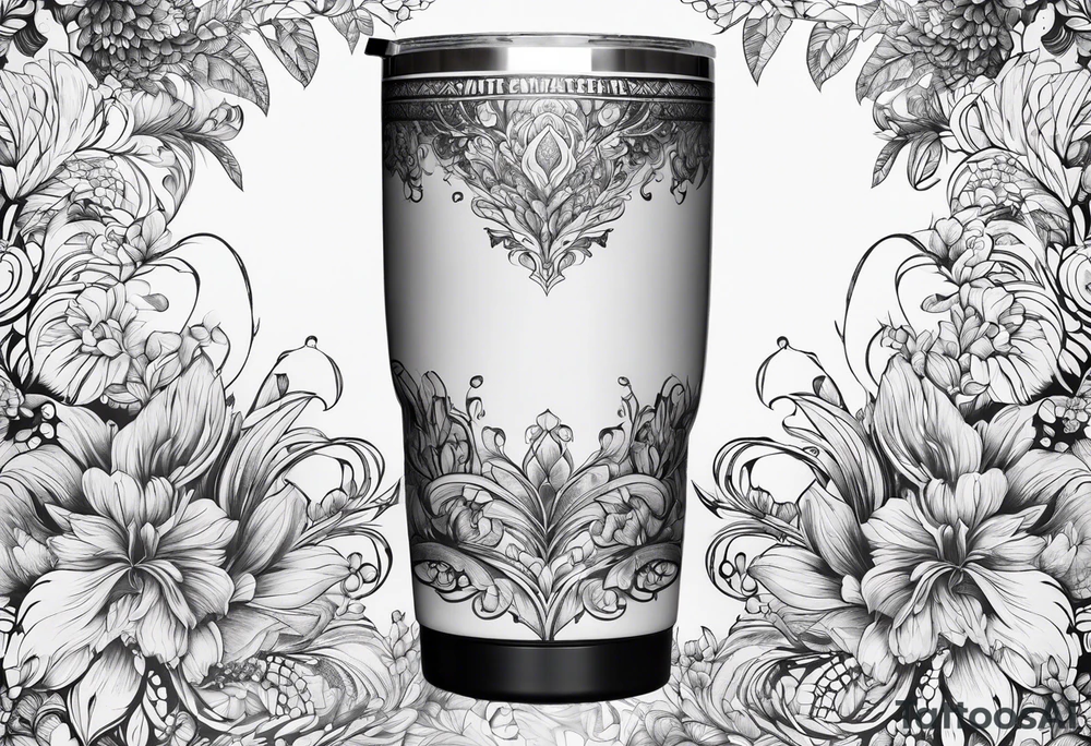 20 oz tumbler, personalized, fantasia, floral , dreamscape tattoo idea