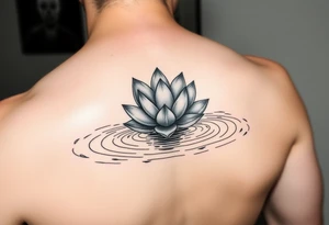 serene lotus flower emerging from sacred waters with ripples tattoo idea