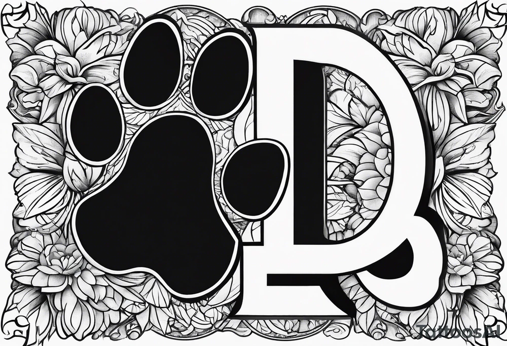 Dogpaw with letter L and C tattoo idea