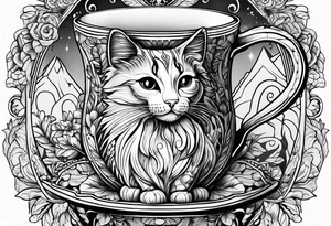 A mug with a cat in it tattoo idea