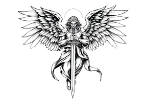 Holy Archangel, Biblical, Christianity, Hebrew, Guards of Christianity, Holding a sword, having six wings, seraphim, seek justice, love mercy, walk only with God tattoo idea