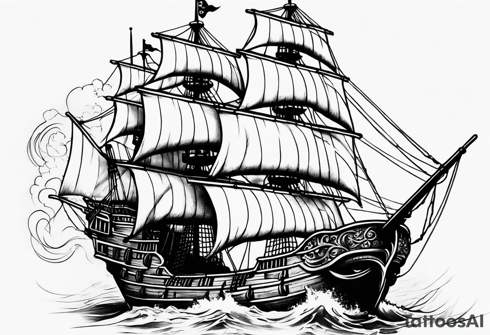 Pirate ship breaking in half tattoo idea
