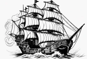 Pirate ship breaking in half tattoo idea