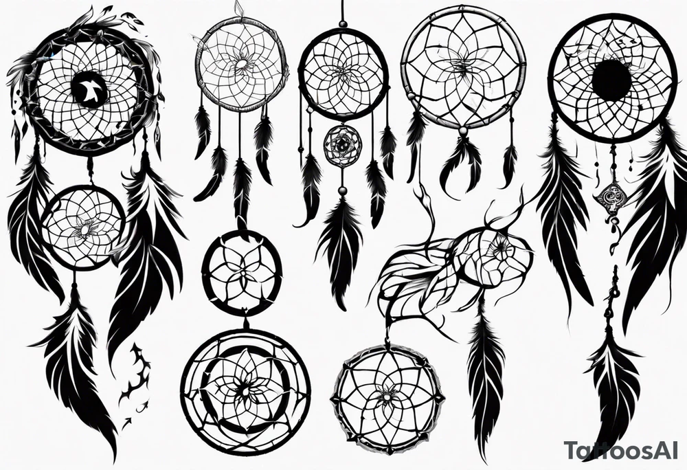 Phoenix dream catcher tail tattoo idea