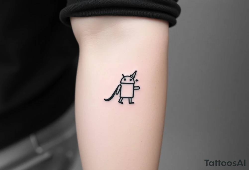 Andorinha carregando o simbolo de uma maça, android carregando um simbolo de kotlin linguagem de programação tattoo idea