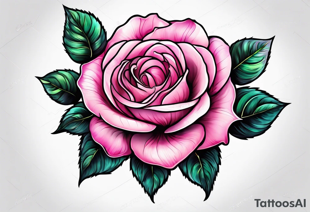 Pink rose tattoo idea