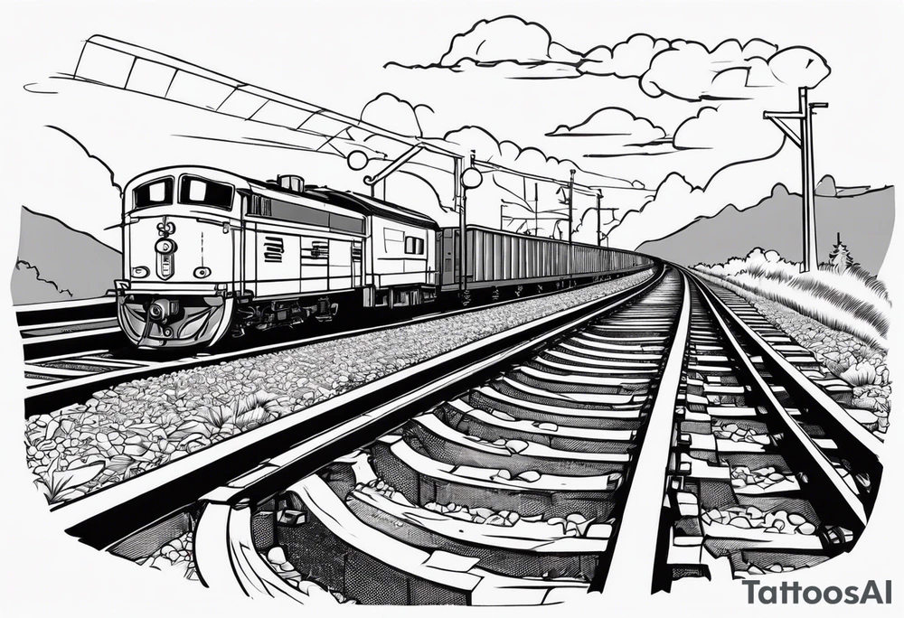 Bells cracking train track in the middle tattoo idea