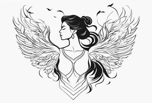 Woman rising into the phoenix tattoo idea