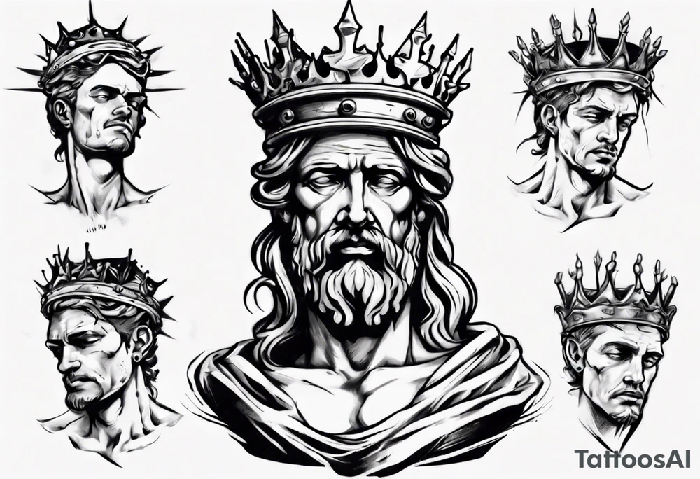 Bust of David with crown of thorns tattoo idea