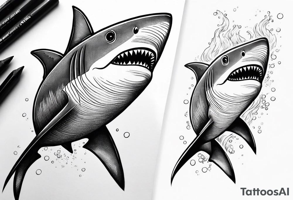 a shark blackwork tattoo for my calf tattoo idea