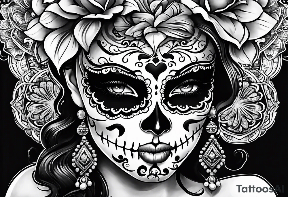 Sugar skull senorita tattoo idea