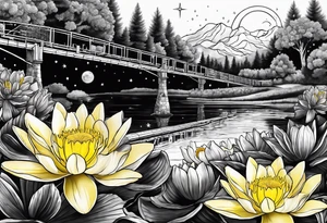 roller coaster track, water lily, daffodils, space and stars, skulls tattoo idea