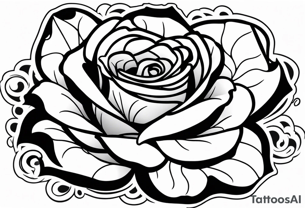 Rose floating on a wild see tattoo idea