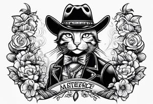 cartoon cat full body cowboy tattoo idea