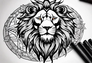 Lion with burned wings and an ouroboros sign tattoo idea