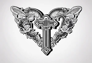 The word KEYRA made as a heart shaped antique key with the two teeth being the alphabetical letter RA tattoo idea